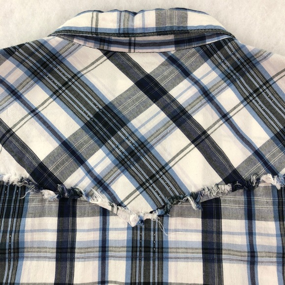 BKE Mens L Blue White Plaid Athletic Fit Long Sleeve Button Up Shirt - Picture 6 of 11